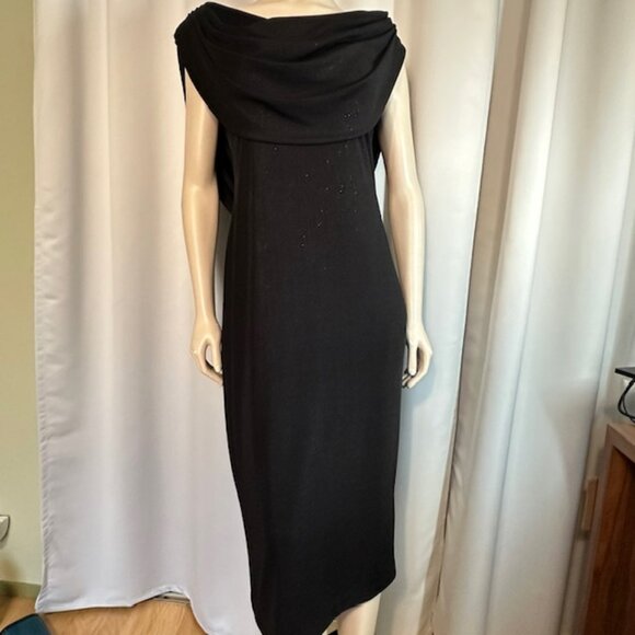 Alex Evenings Vintage Maxi Sheer Black Metallic Dress, Size 12 - Picture 1 of 12